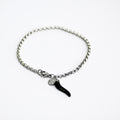 Bracciale Catena Rolò con Charm Corno Nero – Acciaio Inossidabile