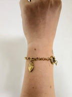 Bracciale Catena Rolò con Ciondolo Cuore Sacro – Acciaio Inossidabile Dorato