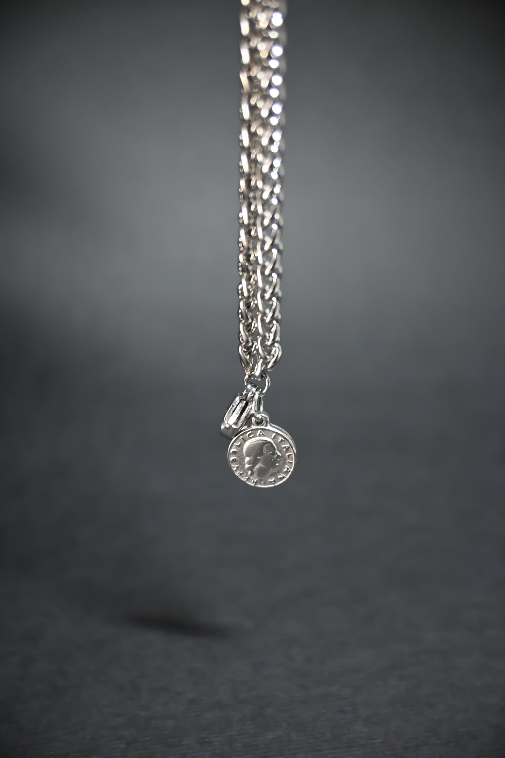 Bracciale Doppia Spiga con Ciondolo 100 Lire – Acciaio Inossidabile