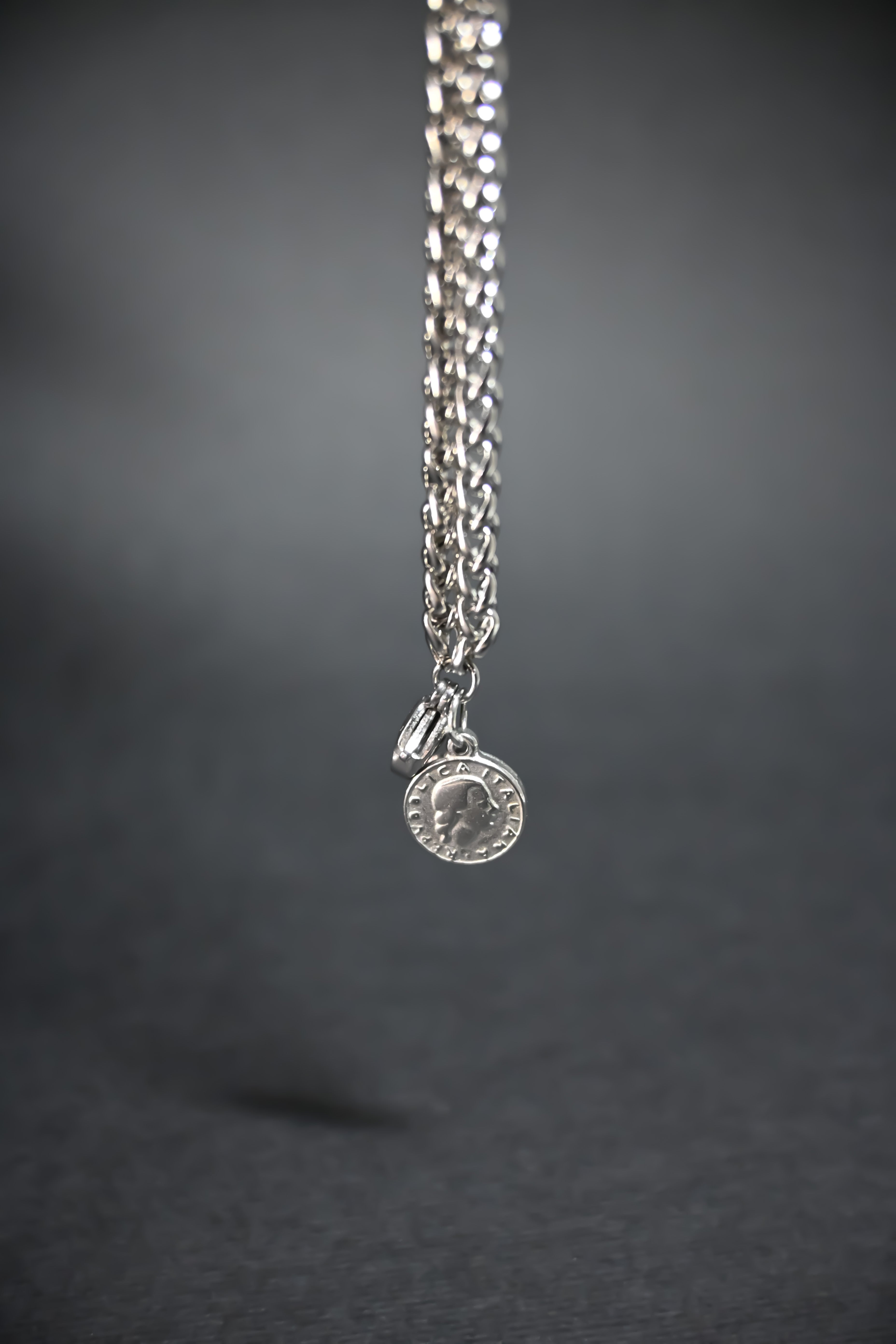 Bracciale Doppia Spiga con Ciondolo 100 Lire – Acciaio Inossidabile