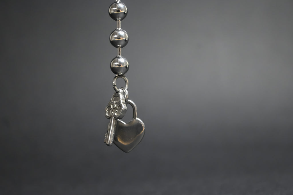 bracciale a palline con lucchetto e chiave - acciaio inossidabile