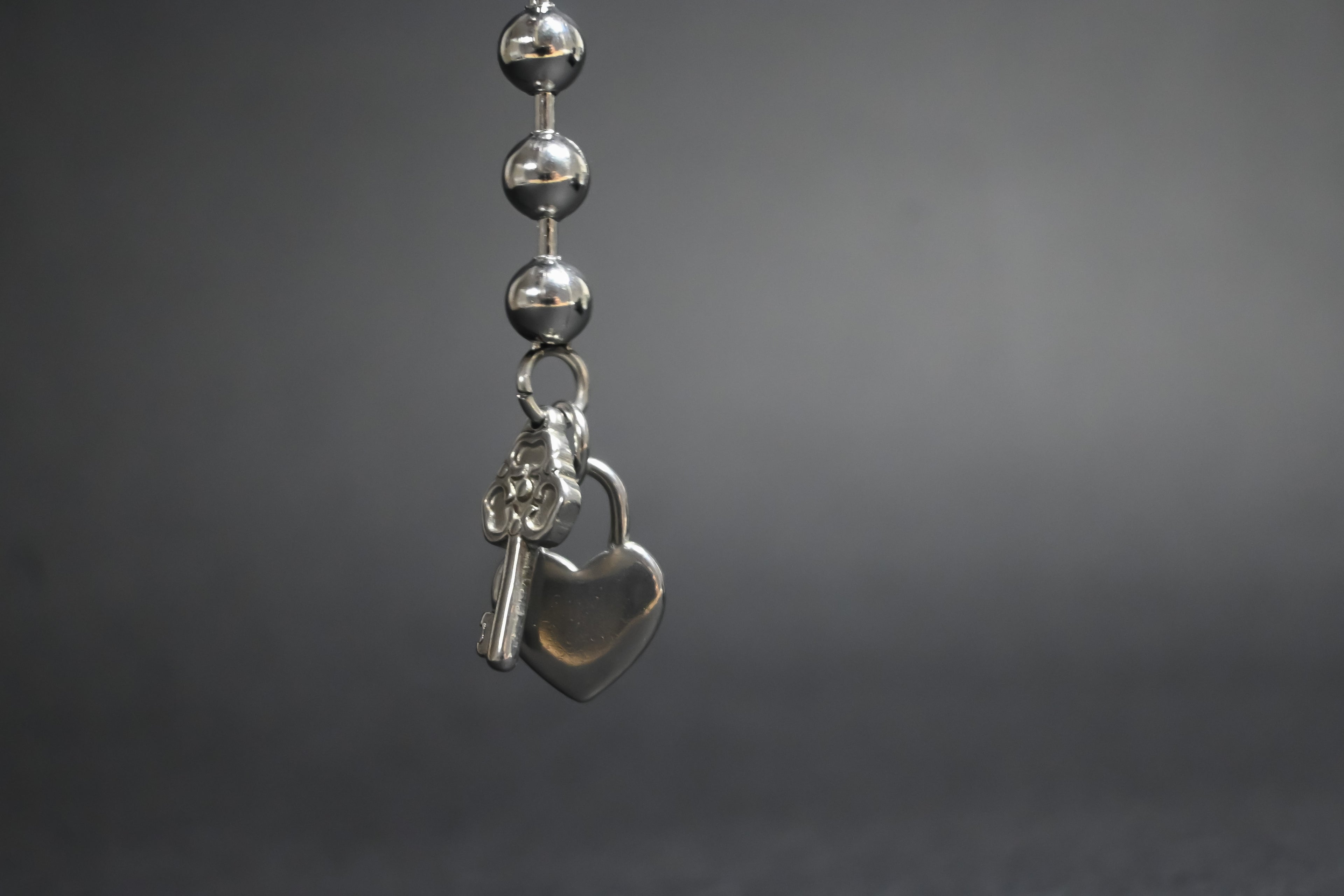 bracciale a palline con lucchetto e chiave - acciaio inossidabile