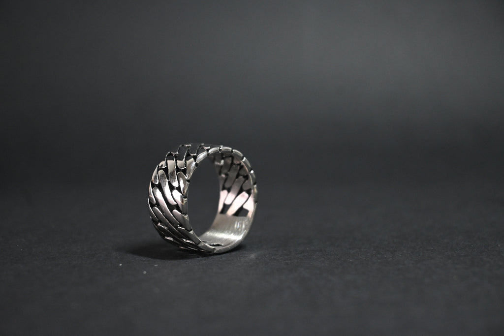 anello a fascia piatta a intreccio - acciaio inossidabile