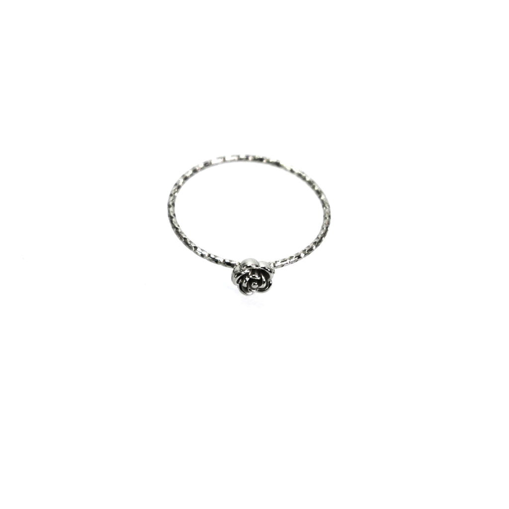 anello sottile con rosa - acciaio inossidabile 304