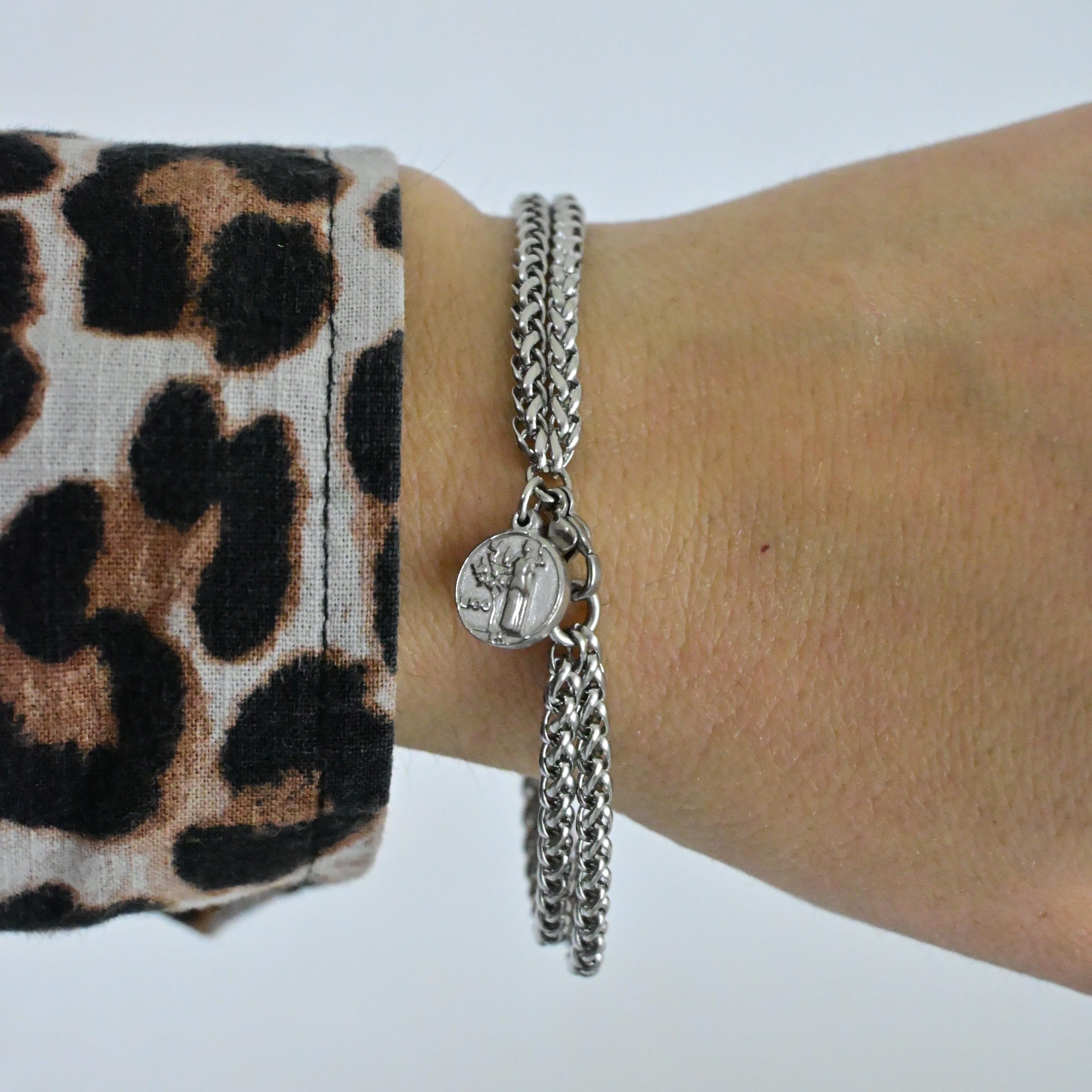 Bracciale Doppia Spiga con Ciondolo 100 Lire – Acciaio Inossidabile