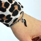 Bracciale Catena Rolò con Charm Corno Nero – Acciaio Inossidabile