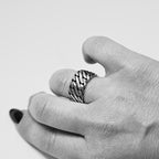 anello a fascia piatta a intreccio - acciaio inossidabile