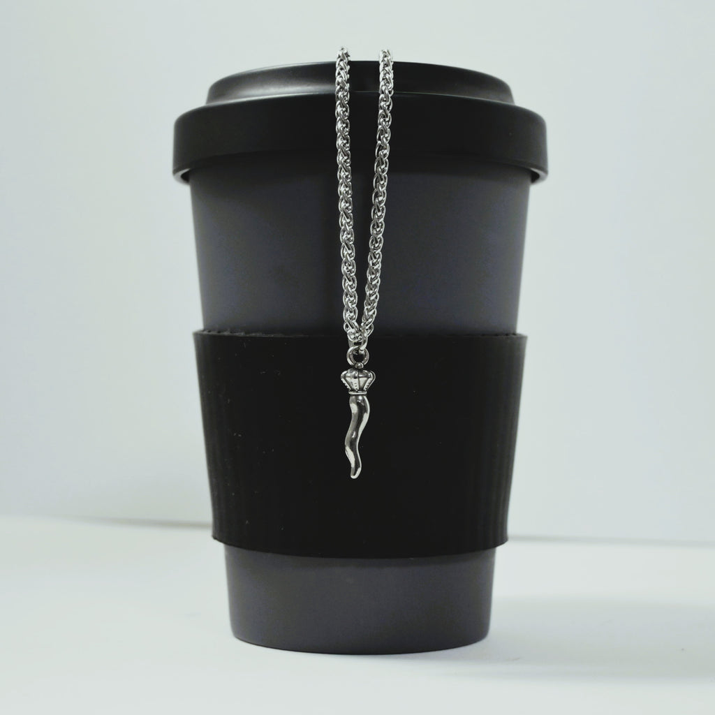 Collana Catena Corno e Corona - Acciaio inossidabile