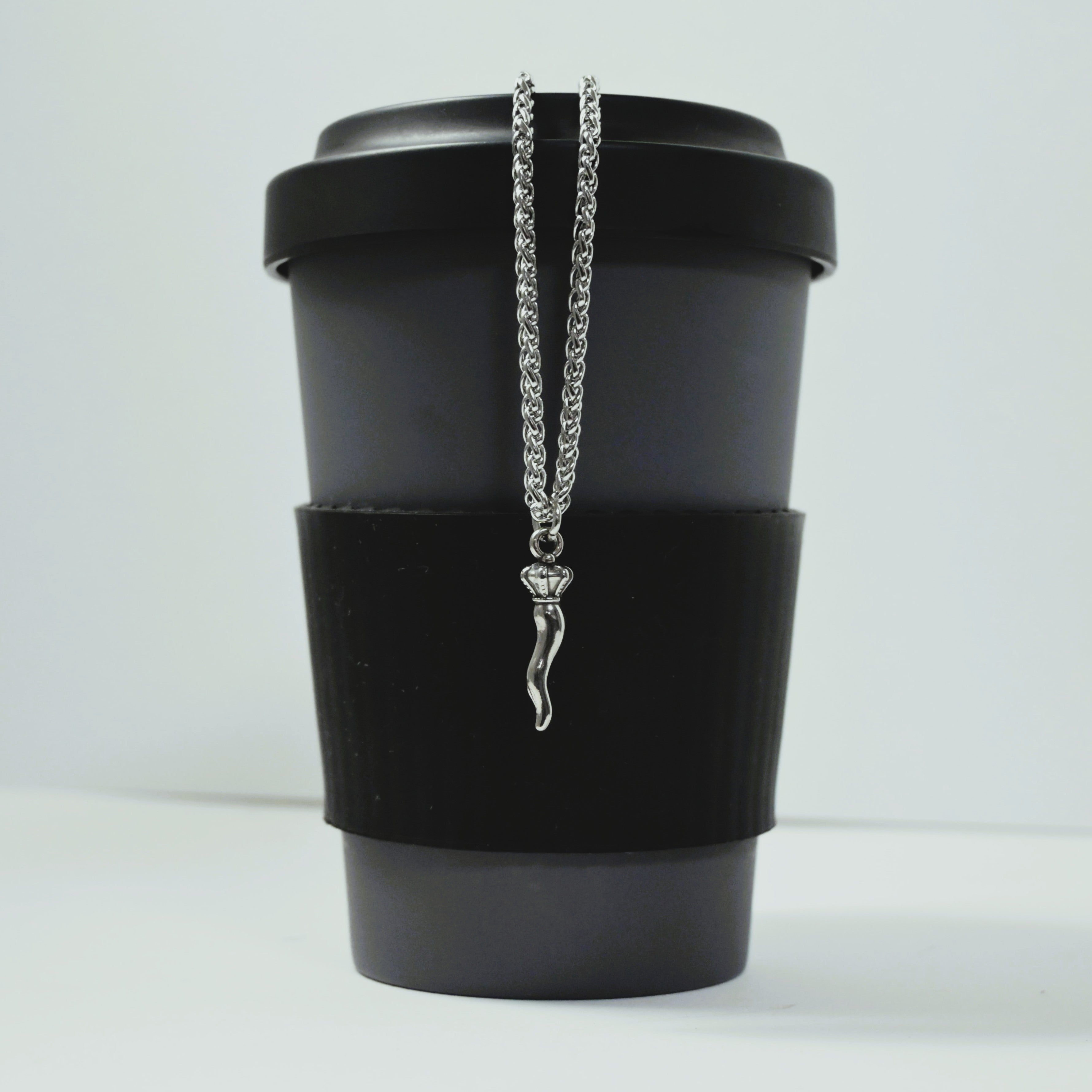 Collana Catena Corno e Corona - Acciaio inossidabile