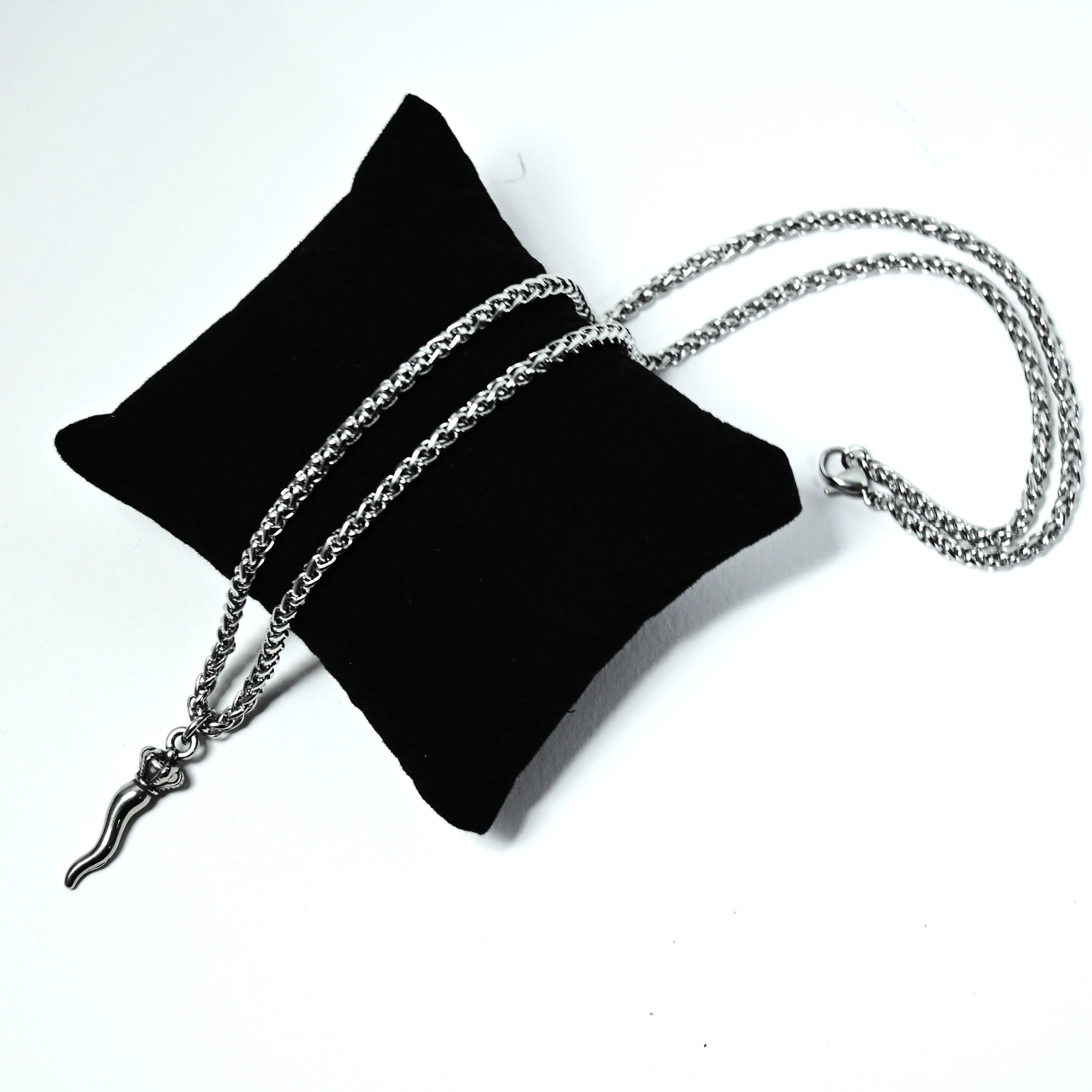 Collana Catena Corno e Corona - Acciaio inossidabile