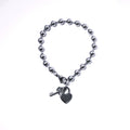 bracciale a palline con lucchetto e chiave - acciaio inossidabile