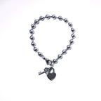 bracciale a palline con lucchetto e chiave - acciaio inossidabile