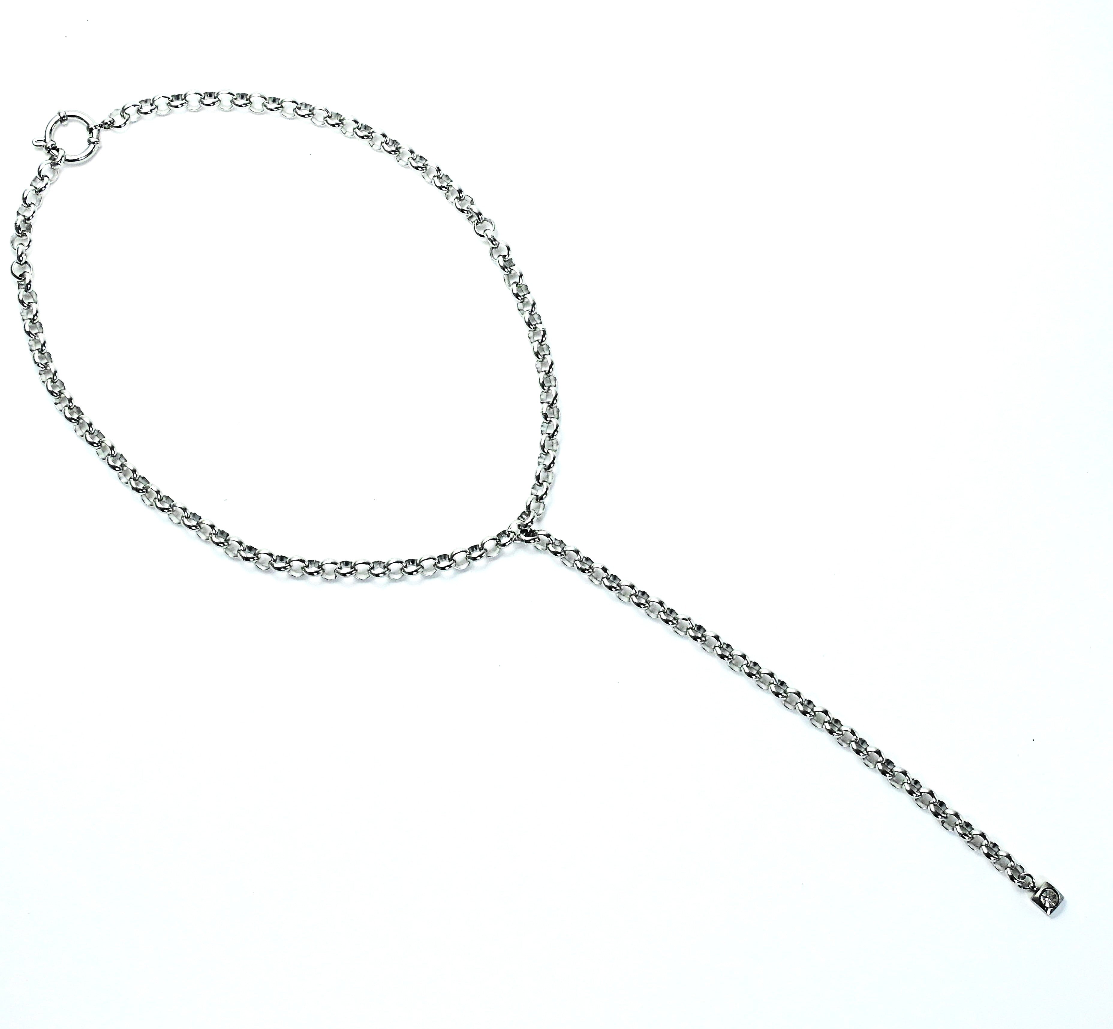 collana "Y" rolò con strass - acciaio inossidabile