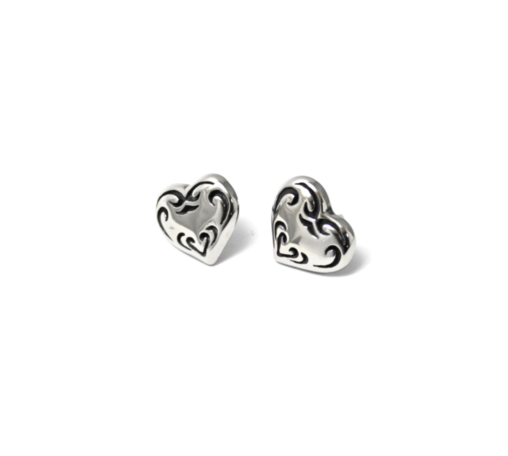 orecchini a bottone tribal heart - acciaio inossidabile 316