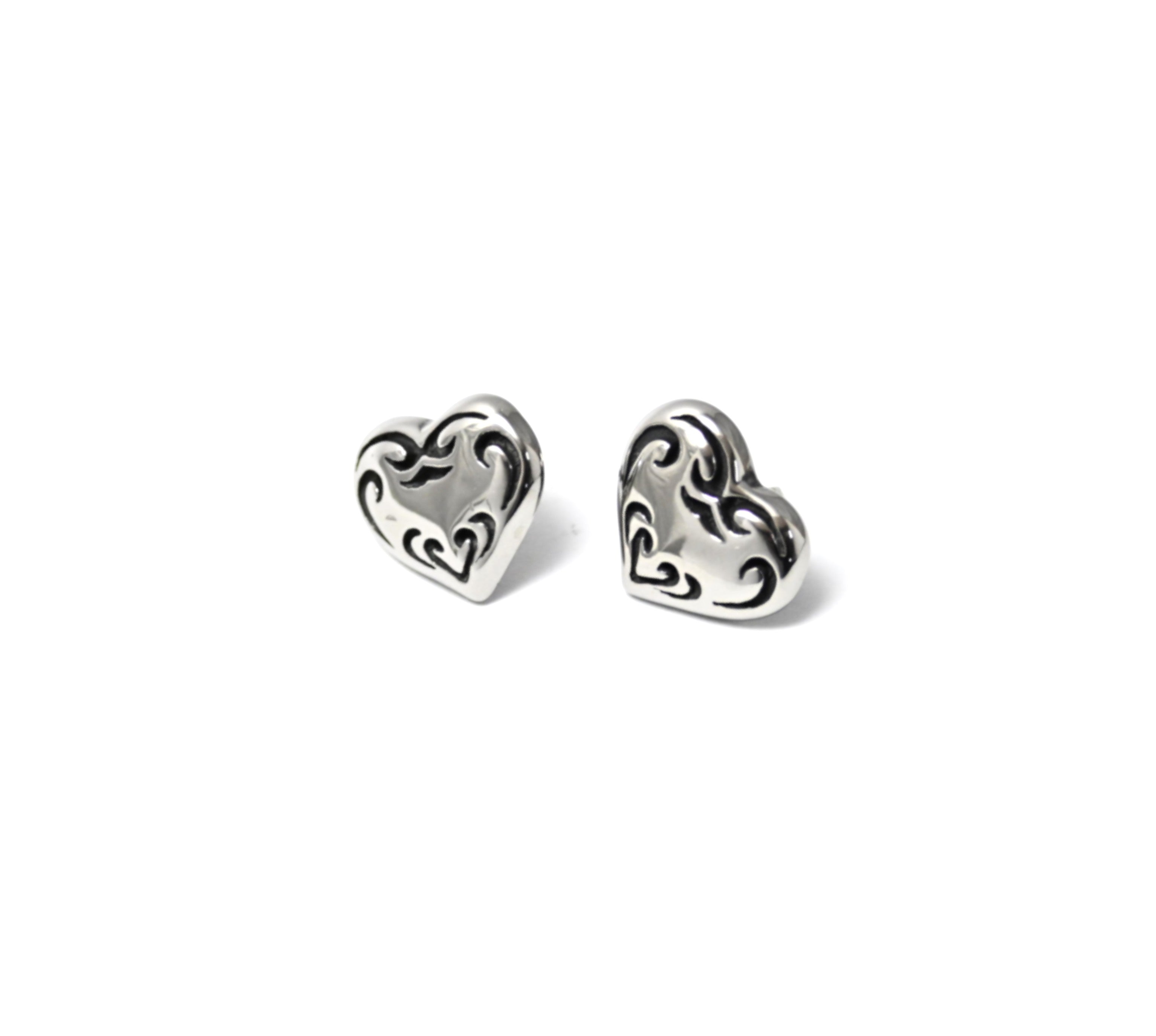 orecchini a bottone tribal heart - acciaio inossidabile 316