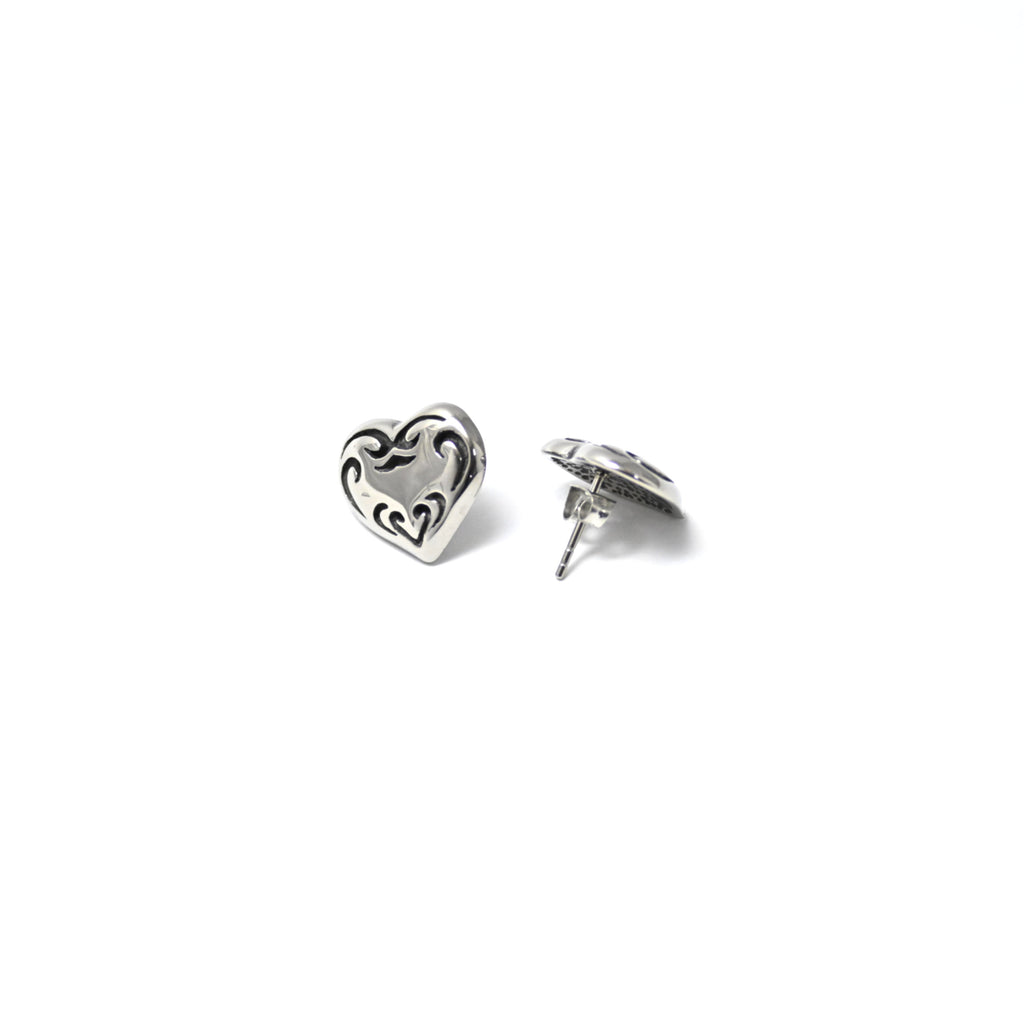 orecchini a bottone tribal heart - acciaio inossidabile 316
