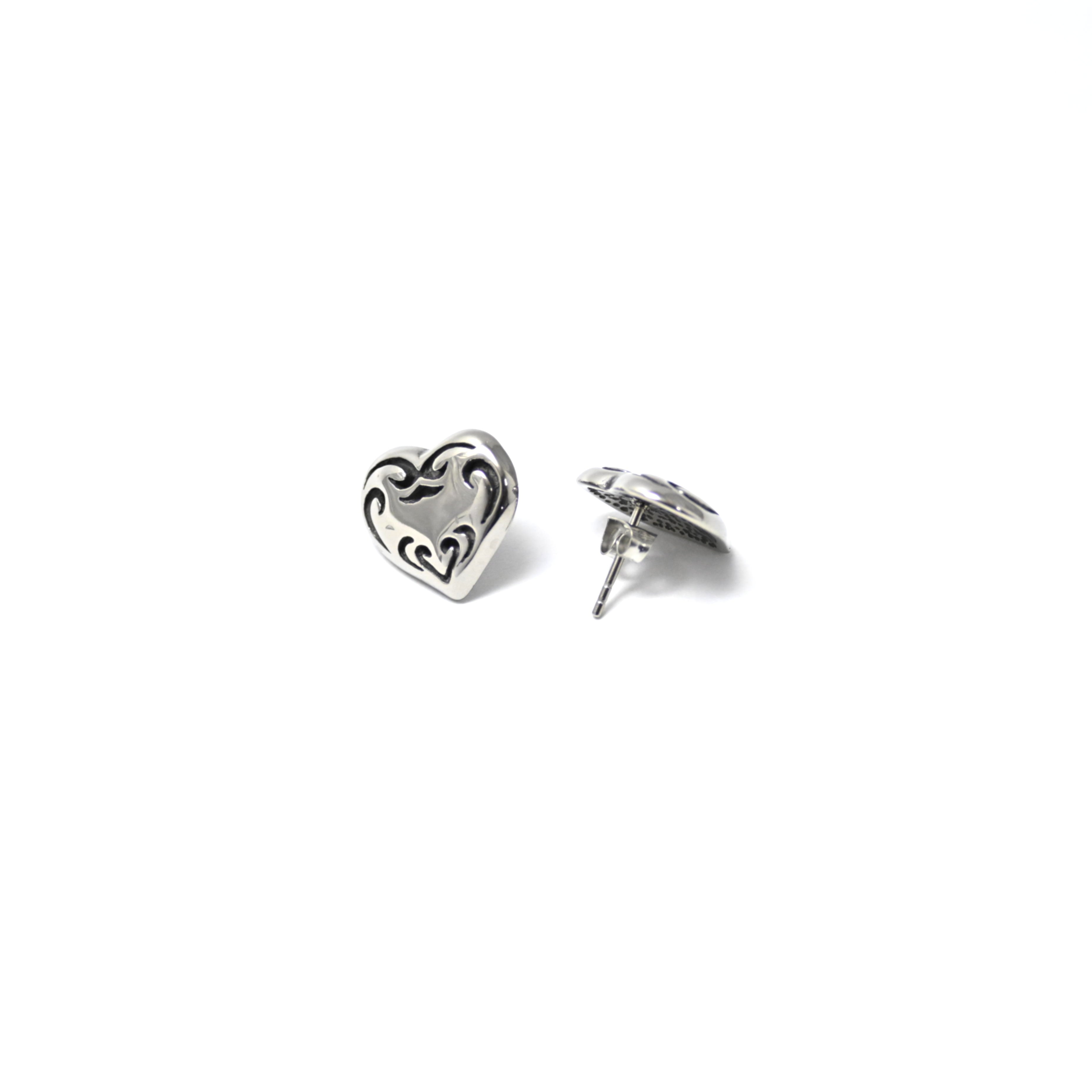 orecchini a bottone tribal heart - acciaio inossidabile 316