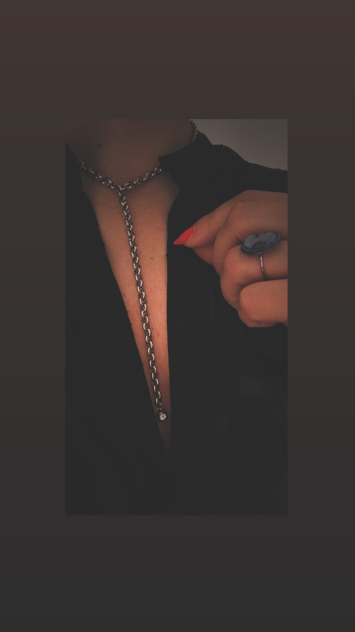 collana "Y" rolò con strass - acciaio inossidabile