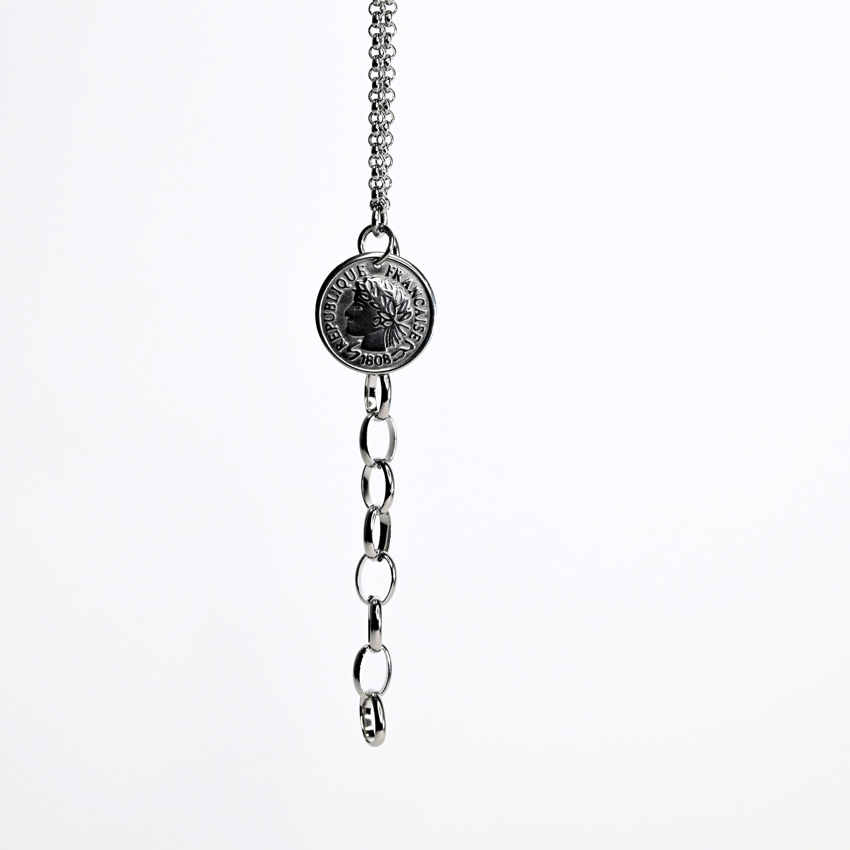 Bracciale duo con Ciondolo Moneta Francese – Acciaio Inossidabile